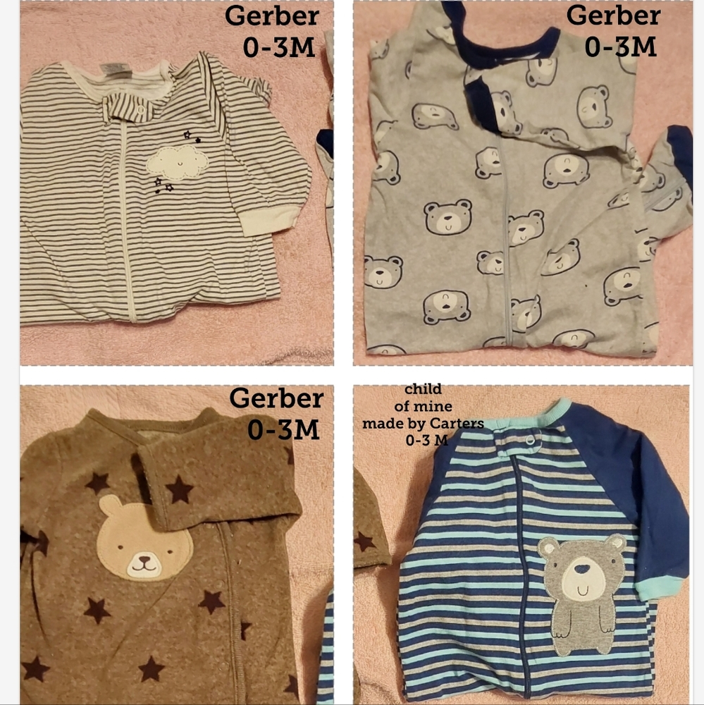 Bundle of boys onesies 0-3M By: Gerber baby & child of mine by Carters